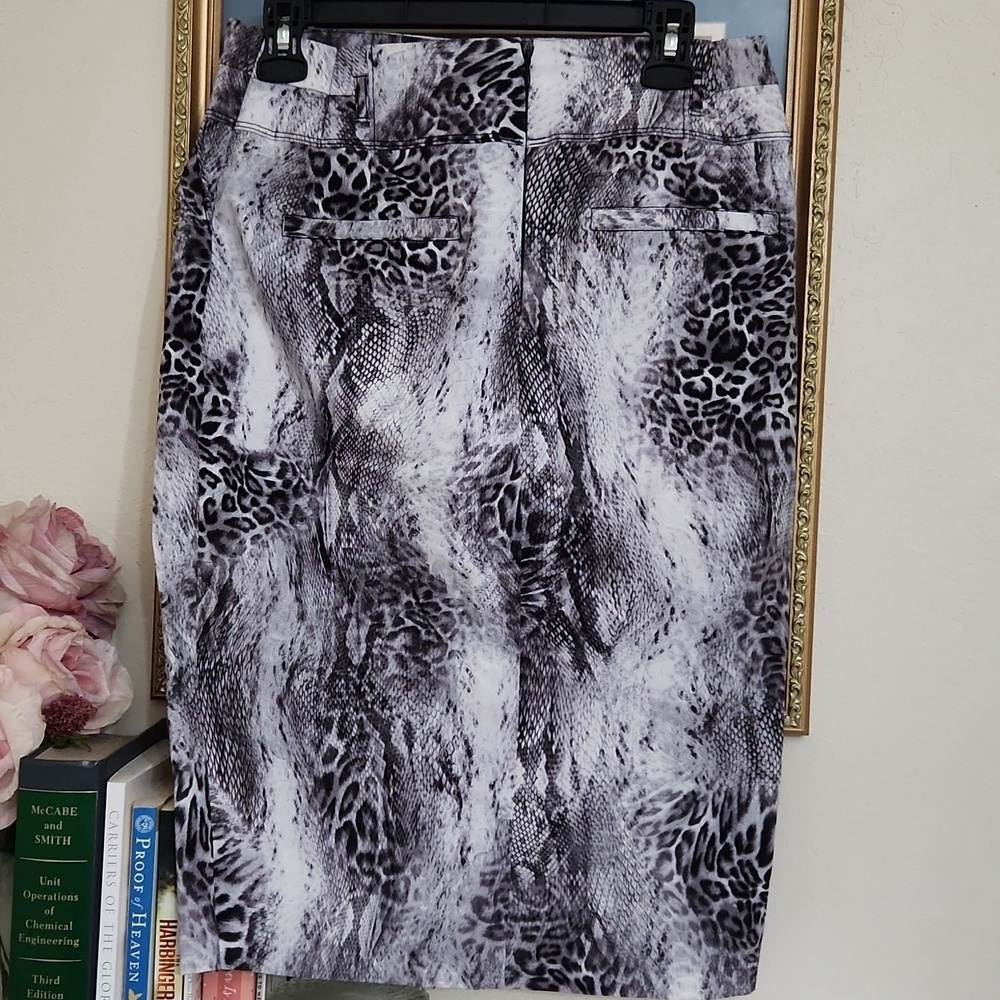 Black and White Pencil Skirt Animal Print  Knee-Length Cocktail Career Party - Picture 4 of 6